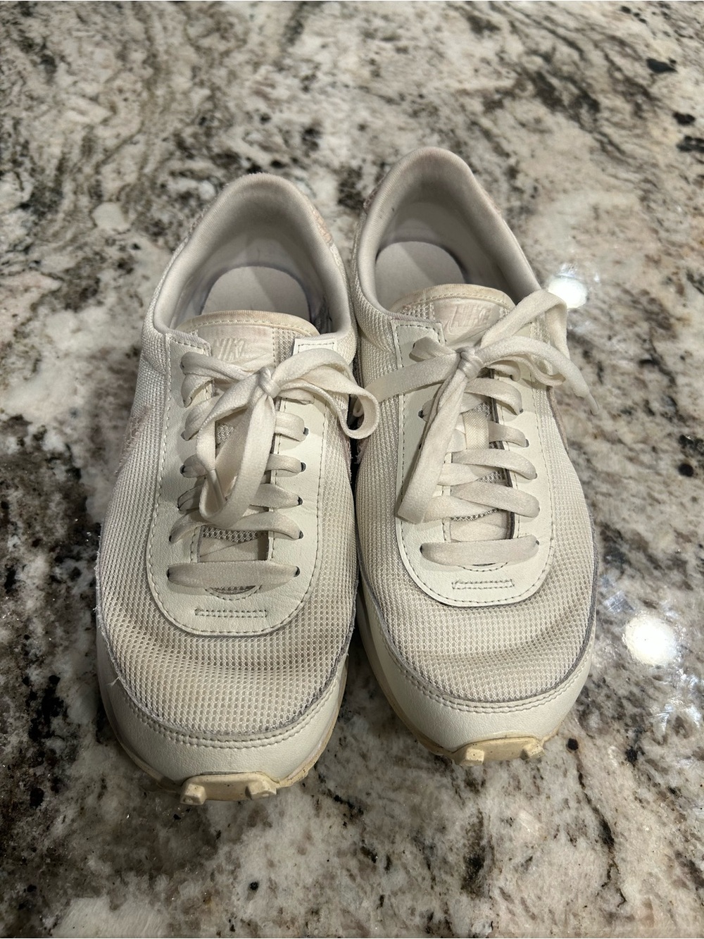 Nike Women’s Off-White/Tan Mesh Lace-Up Running Shoes